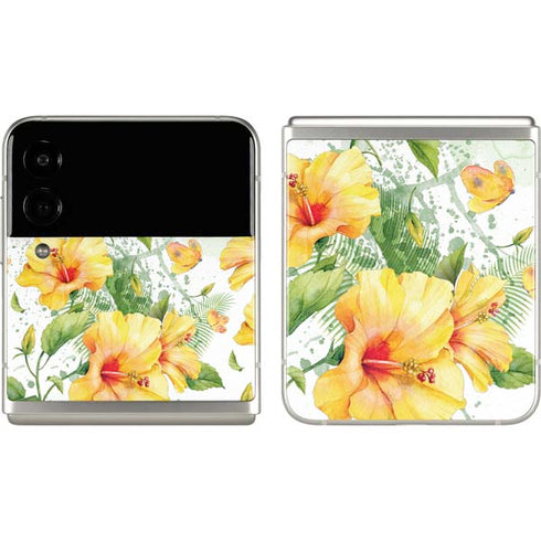 Yellow Hibiscus Galaxy Z Flip3 5G Skin